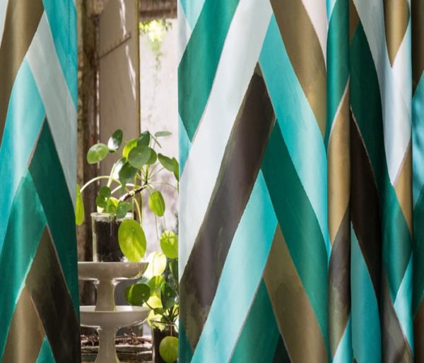 RIDEAUX SATIN A RAYURES EN CHEVRONS