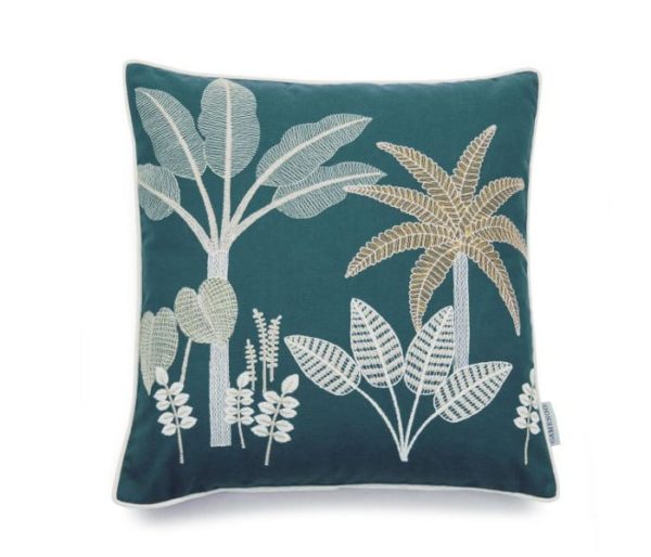 Coussin imprimé de motifs Jungle naïfs