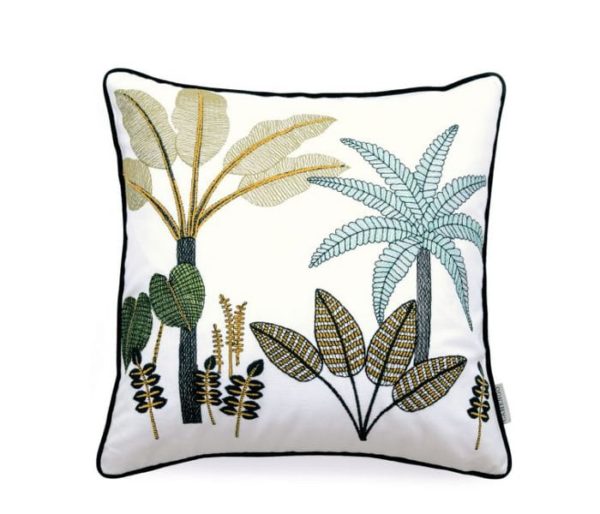 Coussin imprimé de motifs Jungle naïfs