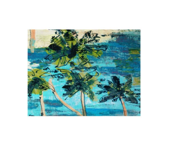 Toile coton imprimée de motifs tropicaux et de palmiers